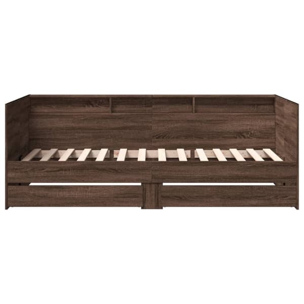 vidaXL Dagseng med skuffer uten Madrass brun eik 90x200 cm