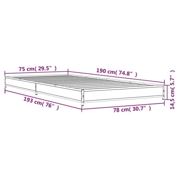 vidaXL Sengeramme svart 75x190 cm konstruert tre og metall