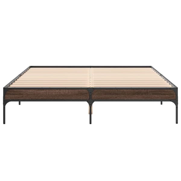 vidaXL sengestel 140x200 cm konstrueret træ og metal brun egetræ