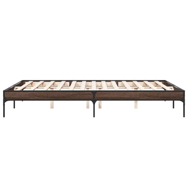 vidaXL sengestel 140x200 cm konstrueret træ og metal brun egetræ