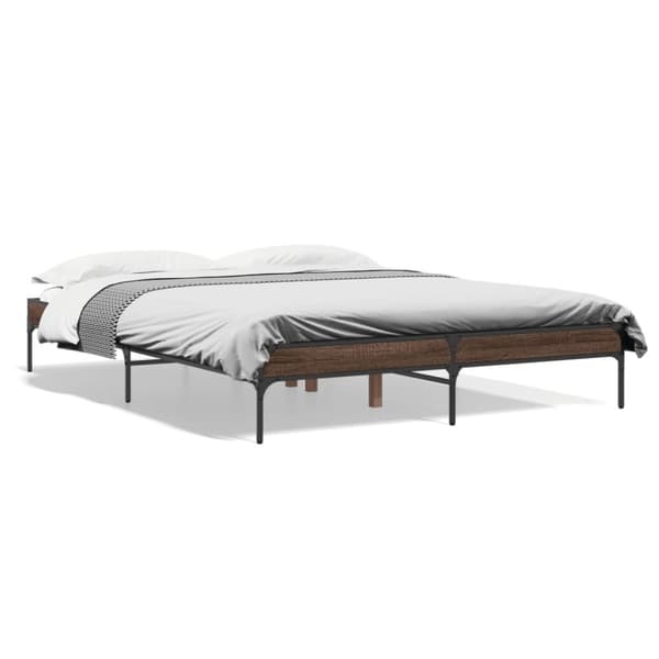 vidaXL sengestel 140x200 cm konstrueret træ og metal brun egetræ