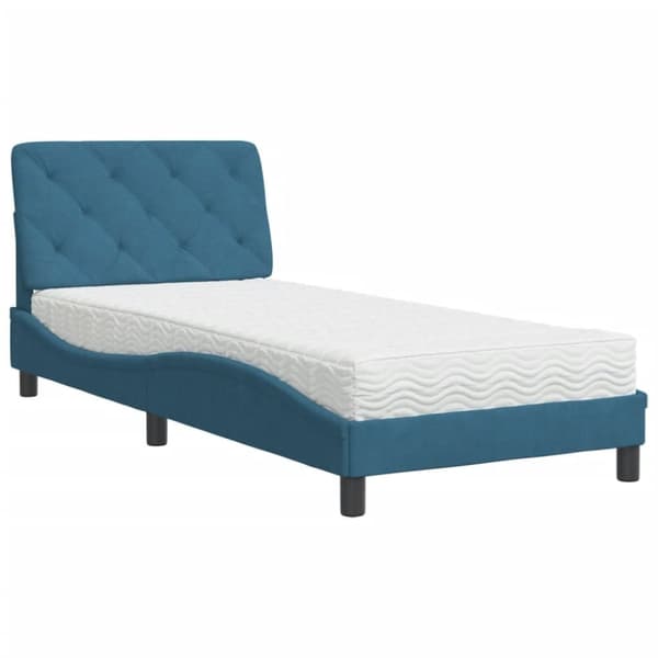 vidaXL seng med madras 90x200 cm velour blå