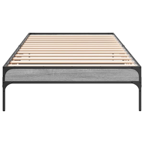 vidaXL Sengeramme grå sonoma 100x200 cm konstruert tre og metall