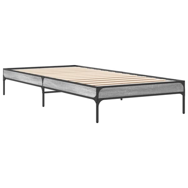 vidaXL Sengeramme grå sonoma 100x200 cm konstruert tre og metall