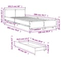Miniatyrbilde 9 av 10: vidaXL Sengeramme med skuffer betonggrå 100x200 cm konstruert tre