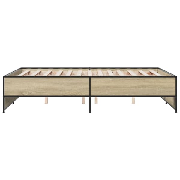 vidaXL sengestel 135x190 cm konstrueret træ og metal sonoma-eg