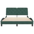Miniatyrbillede 6 af 11: vidaXL sengeramme med LED-lys 140x190 cm velour mørkegrøn