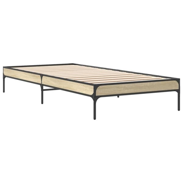 vidaXL sengeramme 100x200 cm konstrueret træ og metal sonoma-eg