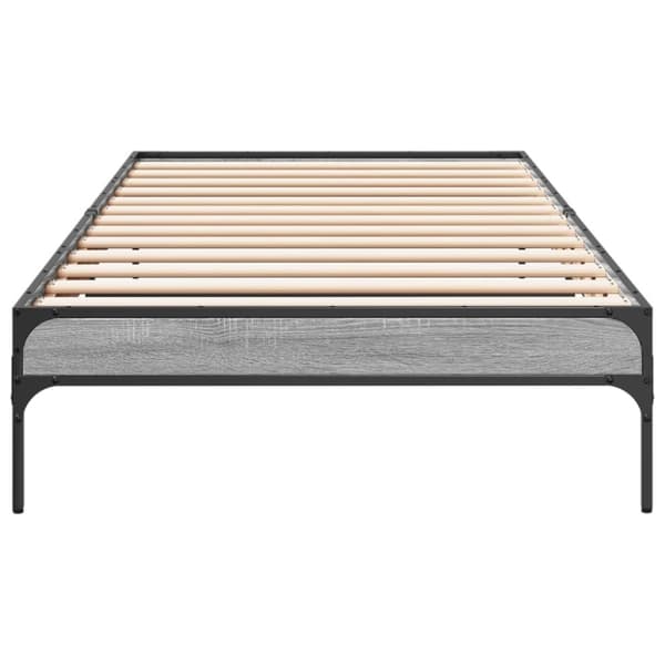vidaXL Sängynrunko harmaa Sonoma 75x190 cm tekninen puu ja metalli