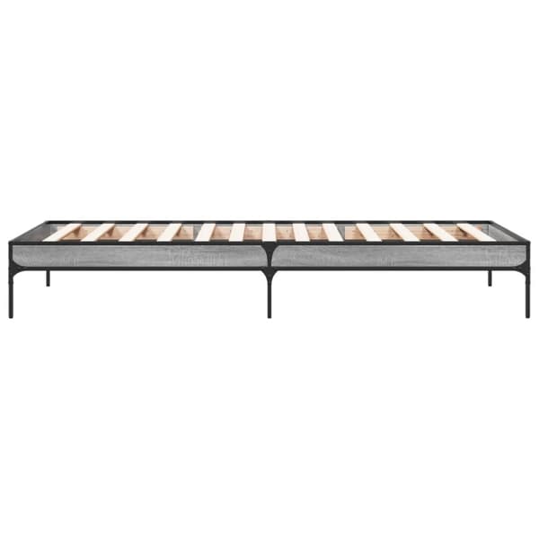 vidaXL Sängynrunko harmaa Sonoma 75x190 cm tekninen puu ja metalli