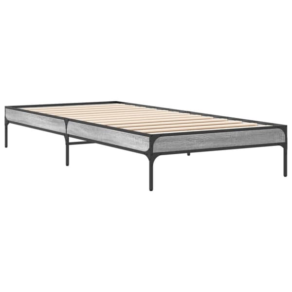 vidaXL Sängynrunko harmaa Sonoma 75x190 cm tekninen puu ja metalli