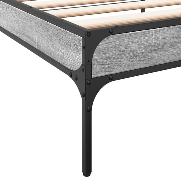 vidaXL Sängynrunko harmaa Sonoma 75x190 cm tekninen puu ja metalli
