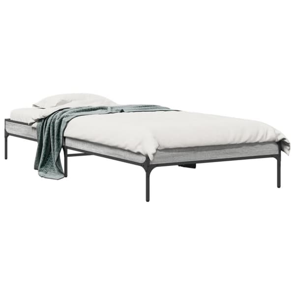 vidaXL Sängynrunko harmaa Sonoma 75x190 cm tekninen puu ja metalli