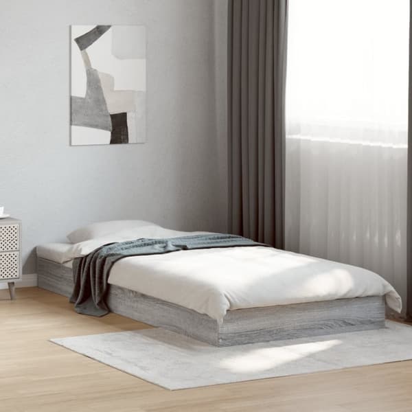 vidaXL Sängynrunko harmaa Sonoma 90x200 cm tekninen puu