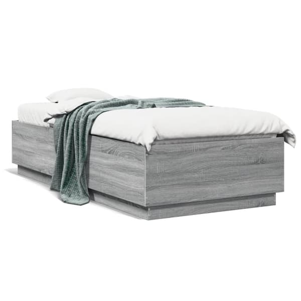 vidaXL Sengeramme grå sonoma 90x200 cm konstruert tre
