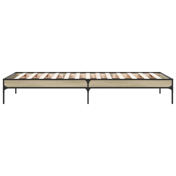 vidaXL Sengeramme sonoma eik 100x200 cm konstruert tre og metall