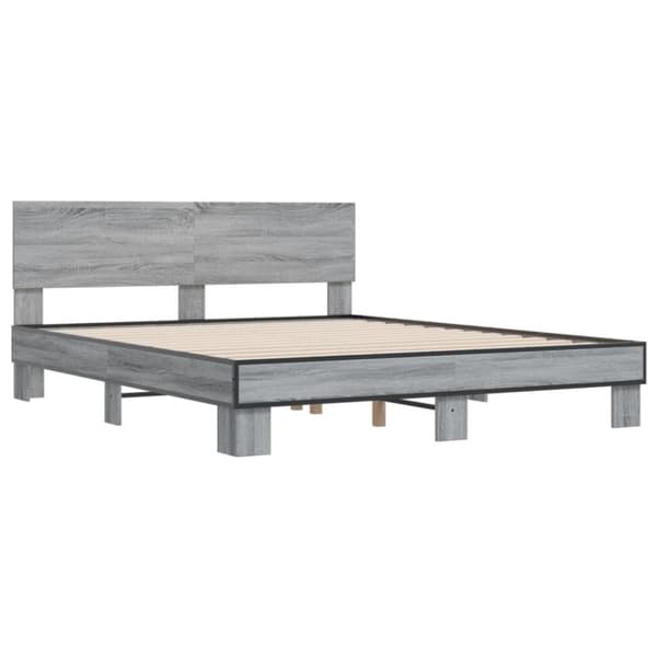vidaXL Sengeramme grå sonoma 150x200 cm konstruert tre og metall