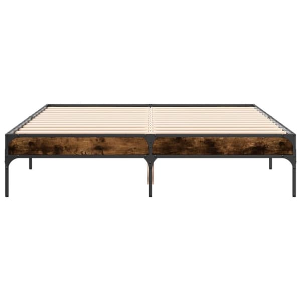 vidaXL sengestel 140x190cm konstrueret træ og metal røget egetræsfarve