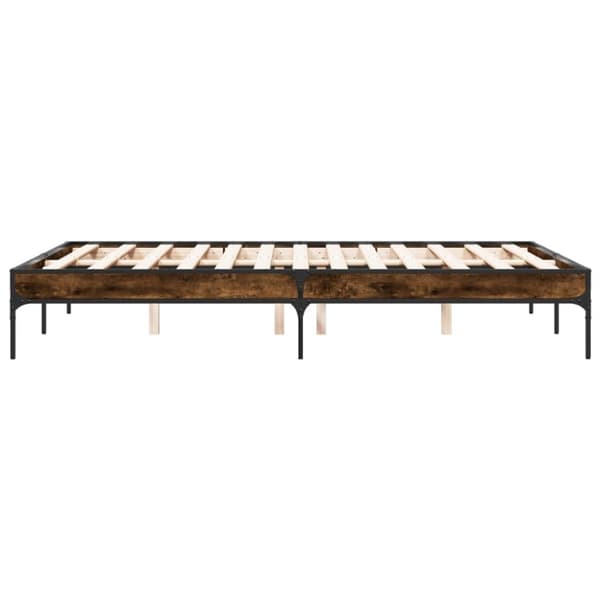 vidaXL sengestel 140x190cm konstrueret træ og metal røget egetræsfarve