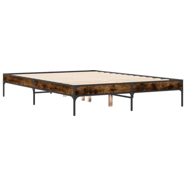 vidaXL sengestel 140x190cm konstrueret træ og metal røget egetræsfarve