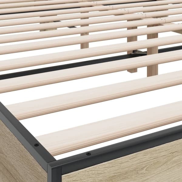 vidaXL sengestel 200x200 cm konstrueret træ og metal sonoma-eg