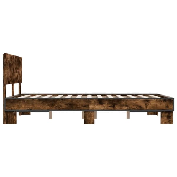 vidaXL Sengeramme røkt eik 120x200 cm konstruert tre og metall