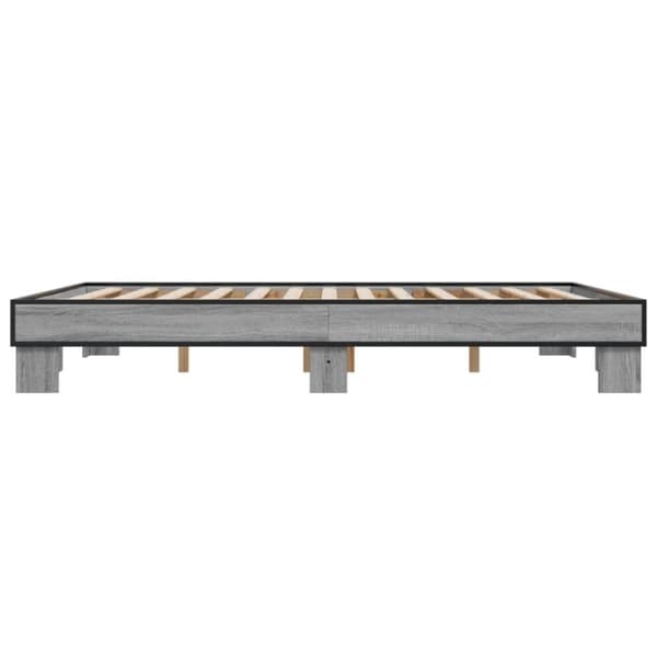 vidaXL Sengeramme grå sonoma 150x200 cm konstruert tre og metall