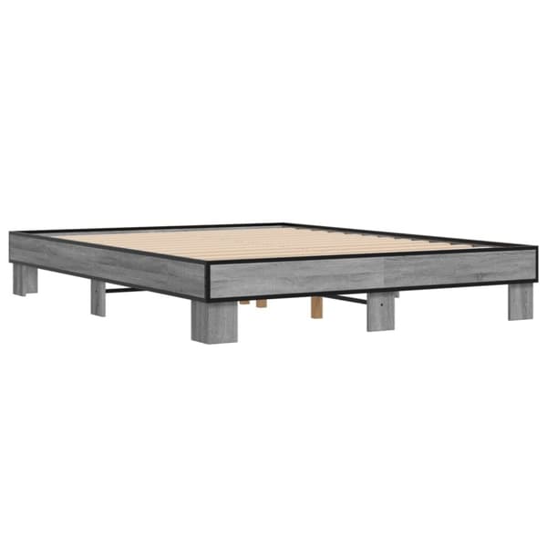vidaXL Sengeramme grå sonoma 150x200 cm konstruert tre og metall