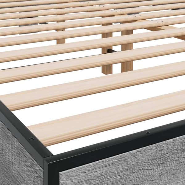 vidaXL Sengeramme grå sonoma 150x200 cm konstruert tre og metall