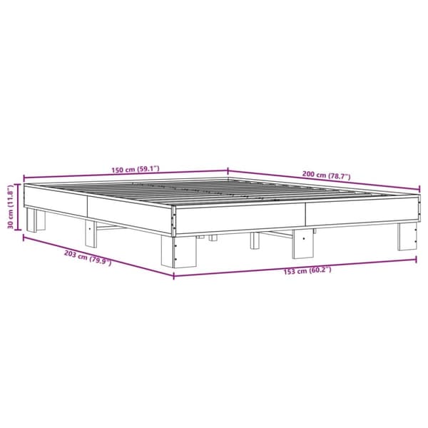 vidaXL Sengeramme grå sonoma 150x200 cm konstruert tre og metall