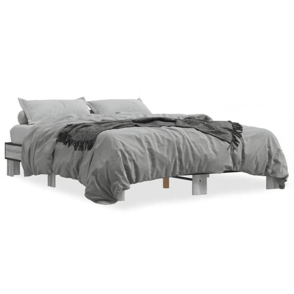 vidaXL Sengeramme grå sonoma 150x200 cm konstruert tre og metall