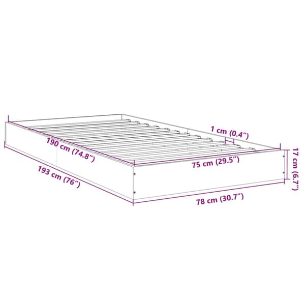 vidaXL sengeramme 75x190 cm konstrueret træ grå sonoma-eg