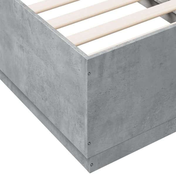 vidaXL Sengeramme med LED-lys betonggrå 75x190 cm konstruert tre