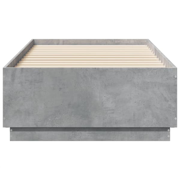vidaXL Sängynrunko LED-valoilla betoninharmaa 75x190 cm tekninen puu