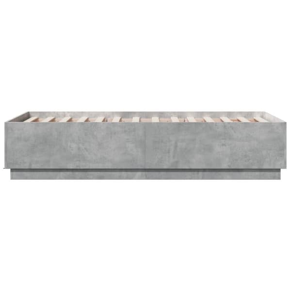 vidaXL Sängynrunko LED-valoilla betoninharmaa 75x190 cm tekninen puu