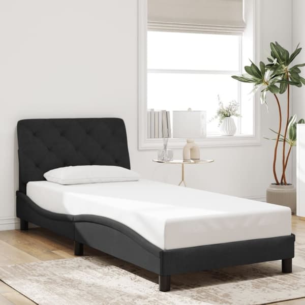 vidaXL sengeramme med sengegavl 90x190 cm fløjl sort