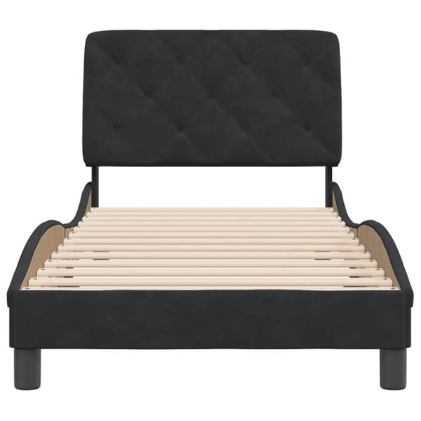 vidaXL sengeramme med sengegavl 90x190 cm fløjl sort