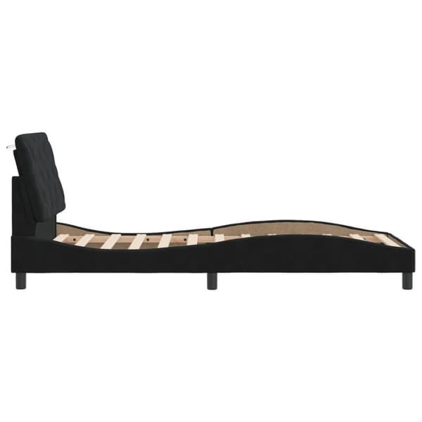 vidaXL sengeramme med sengegavl 90x190 cm fløjl sort
