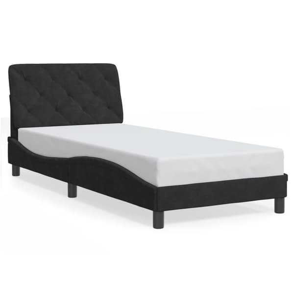 vidaXL sengeramme med sengegavl 90x190 cm fløjl sort