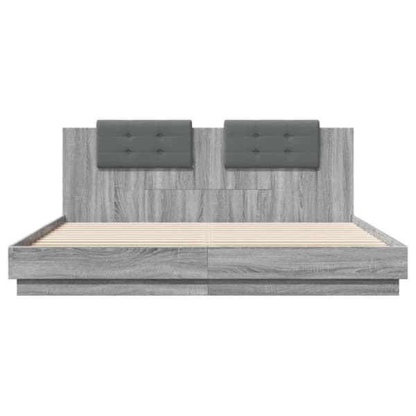 vidaXL sengeramme med sengegavl 180x200 cm konstrueret træ grå sonoma