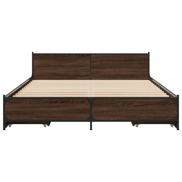 vidaXL sengeramme med skuffer 150x200 cm konstrueret træ brunt egetræ