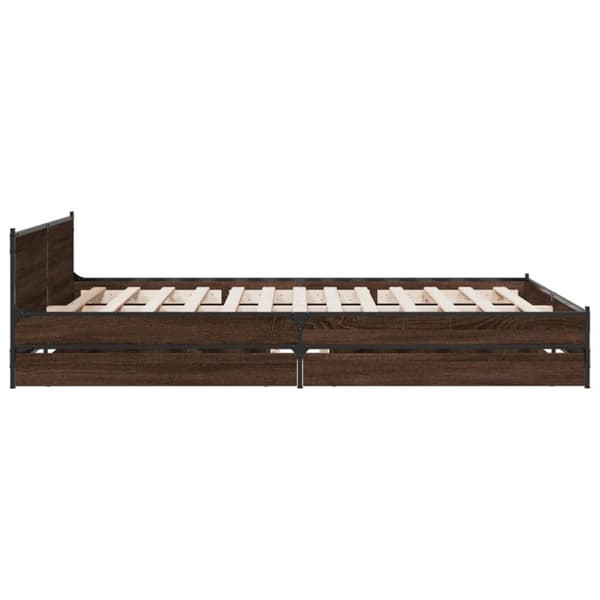 vidaXL sengeramme med skuffer 150x200 cm konstrueret træ brunt egetræ