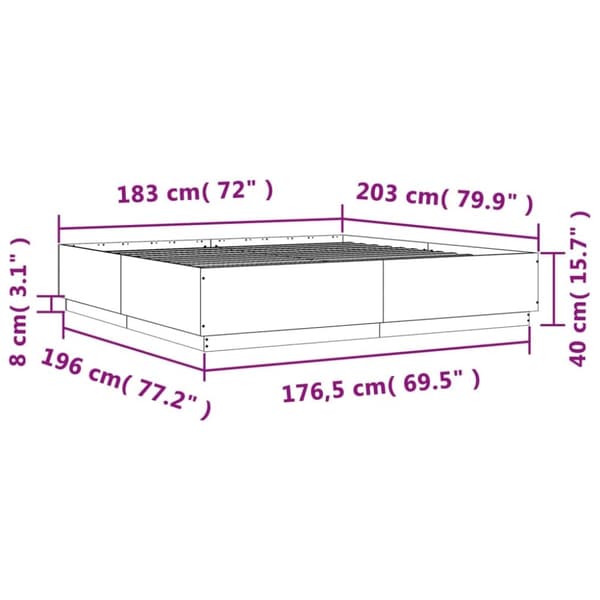 vidaXL Sängynrunko musta 180x200 cm tekninen puu