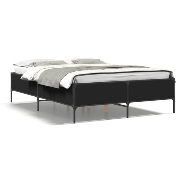 vidaXL sengestel 135x190 cm konstrueret træ og metal sort