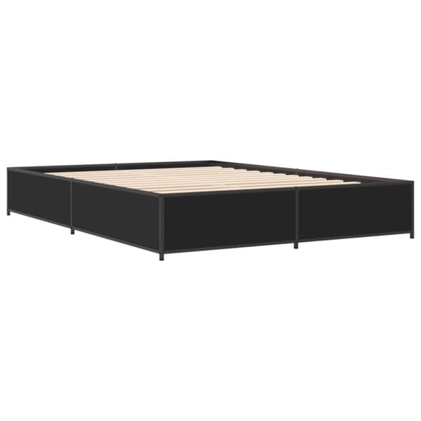 vidaXL Sängynrunko musta 135x190 cm tekninen puu ja metalli