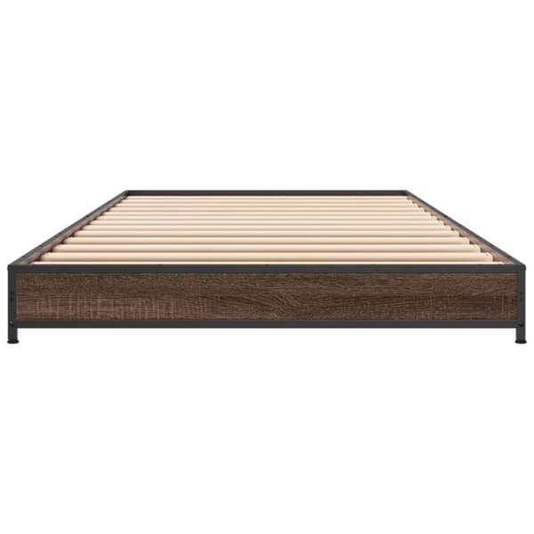 vidaXL sengeramme 75x190 cm konstrueret træ og metal brun egetræsfarve