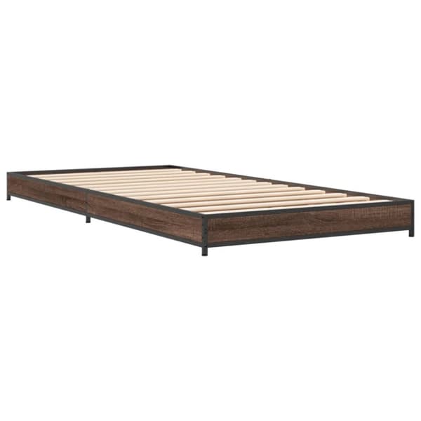 vidaXL sengeramme 75x190 cm konstrueret træ og metal brun egetræsfarve