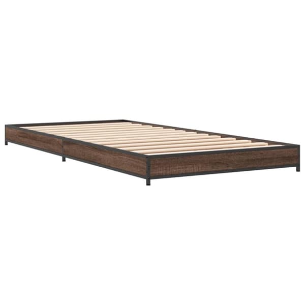 vidaXL sengeramme 75x190 cm konstrueret træ og metal brun egetræsfarve