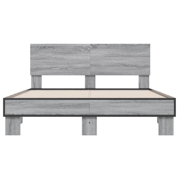 vidaXL Sengeramme grå sonoma 120x190 cm konstruert tre og metall