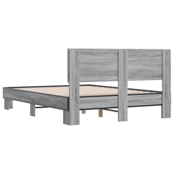 vidaXL Sengeramme grå sonoma 120x190 cm konstruert tre og metall
